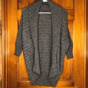 grey knit open front cardigan sweater long size XS Express